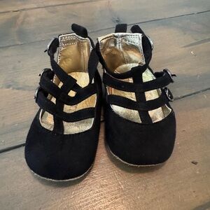 Black Strappy Kids Shoes
